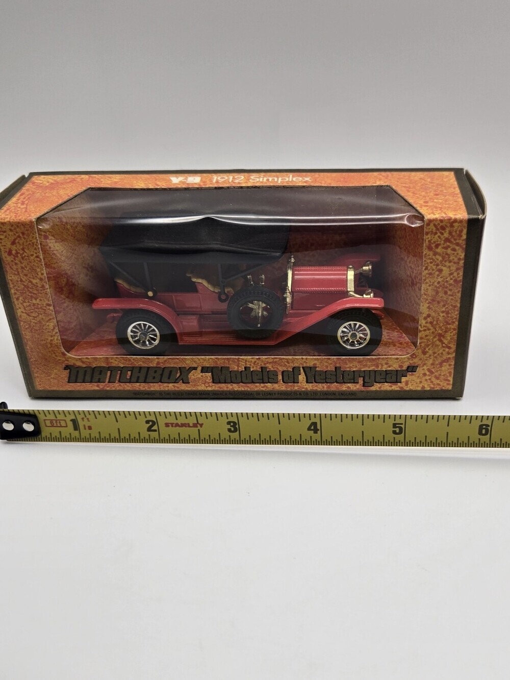 Matchbox Models of Yesteryear Y-9 1912 Simplex 48:1 Scale Box Has Writting